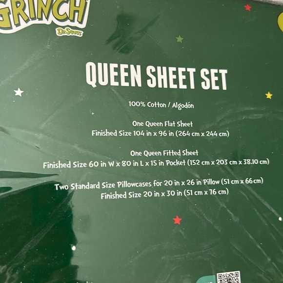 Grinch Queen Sheet Set New Max The Dog Christmas Cotton Wreath Stars Gifts
